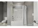 Bathroom featuring a standard bathtub with shower head and white shower curtain at 128 Steinbeck Way # E, Mooresville, NC 28117
