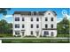 Three-story townhome boasting a charming farmhouse exterior with gray siding and a dark roof at 14016 Felix Ln # 6, Charlotte, NC 28277