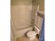 Clean bathroom with tub/shower combo and linen cabinet at 484 Lexie Ln, Rock Hill, SC 29732