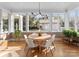 Sunlit dining area with a round table and chairs, overlooking the backyard at 547 Cherokee Rd, Charlotte, NC 28207