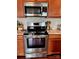 Modern kitchen showcasing stainless steel appliances and granite countertops at 121 Mackinac Dr, Mooresville, NC 28117