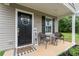 Inviting front porch with black door and wicker chairs at 209 S Gregory St, Lancaster, SC 29720