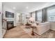 Cozy living room featuring a fireplace, wood floors, and a comfortable white sofa at 260 Laura Elizabeth Ln, Clover, SC 29710