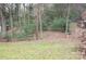 Backyard with mature trees, bird bath, and a storage building at 2905 Maryland Ave, Kannapolis, NC 28083