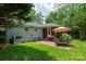 Inviting backyard with brick patio, outdoor seating, and mature trees at 3531 Enfield Rd, Charlotte, NC 28205