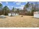 Backyard with a firepit and storage shed in the background at 5483 Paulmo Dr, Charlotte, NC 28216