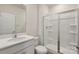 Clean bathroom with a large shower and white vanity at 8048 Plymouth Rd, Sherrills Ford, NC 28673