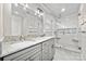 Elegant bathroom featuring double sinks, granite countertops, and a glass-enclosed shower at 11400 Five Cedars Rd, Charlotte, NC 28226