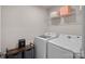 Laundry room with modern front load washer and dryer and storage at 16022 Red Buckeye Ln, Huntersville, NC 28078