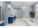 Bathroom with double vanity, tiled floor and shower at 308 41St Avenue Nw Pl, Hickory, NC 28601