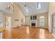 Spacious living room with hardwood floors, fireplace and skylights at 308 41St Avenue Nw Pl, Hickory, NC 28601