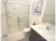 Clean bathroom with a shower/tub combo and dark vanity at 4134 Richard Andrew Dr, Matthews, NC 28105