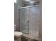 Bathroom with marble-look shower and sliding glass door at 426 Sellerstown Rd, Kings Mountain, NC 28086