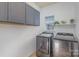 Well-lit laundry area featuring modern washer and dryer with built-in cabinets at 4763 Brockton Nw Ct, Concord, NC 28027