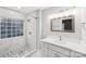 Elegant bathroom with marble shower and modern vanity at 603 Canadice Rd, Huntersville, NC 28078