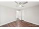 Bedroom with ceiling fan and double closets at 603 Canadice Rd, Huntersville, NC 28078