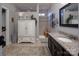 Spa-like main bathroom featuring a vanity, walk-in shower, and a serene, well-lit space at 7535 Rabbit Cir, Denver, NC 28037