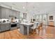 Modern kitchen featuring stainless steel appliances, an island, and seamless transition to dining area at 907 Millbrook Rd, Charlotte, NC 28211