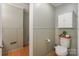 Bathroom includes toilet and overhead storage cabinet at 170 Woodcrest Rd, Mooresville, NC 28115