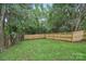 The backyard is private with a wood fence and mature trees all around the perimeter at 211 Brooklyn Ave, Lancaster, SC 29720