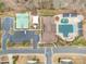 Aerial view of neighborhood amenities, including a pool, clubhouse, and basketball court at 2201 Bluebell Way, Tega Cay, SC 29708