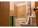 This bathroom features a shower and tub combo, toilet, and vanity sink at 3581 Thompson St, Newton, NC 28658