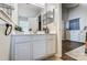 Clean bathroom with white vanity, bathtub, and shower at 5113 Park Place Dr, Dallas, NC 28034