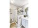 Bright bathroom with shower, double vanity at 5113 Park Place Dr, Dallas, NC 28034