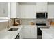 Close-up of a modern kitchen with stainless steel appliances and stylish backsplash at 604 Cassidy Ct, Clover, SC 29710