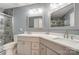 Neutral bathroom has double sinks, vanity, lighting, and a large shower at 712 Springwood Dr, Waxhaw, NC 28173