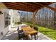 Outdoor dining space with wooden table and chairs overlooking the backyard at 840 Pecan Tree Ln, Fort Mill, SC 29715