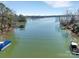 Breathtaking aerial view of the tranquil lake, showcasing the property's scenic waterfront location at 1077 Gauguin Ln, Tega Cay, SC 29708