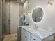 Elegant bathroom featuring a marble vanity and walk-in shower at 19329 Watermark Dr # 261/262, Cornelius, NC 28031