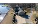 Aerial view of waterfront home with large yard, detached garage, and private dock at 3474 Lake Wylie Dr, Rock Hill, SC 29732
