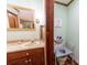 Small bathroom with single vanity, toilet, and shower at 4816 Zion Church Rd, Concord, NC 28025