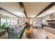 Living room features a fireplace, hardwood floors, and exposed beams at 4816 Zion Church Rd, Concord, NC 28025