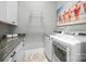 Well-lit laundry room features modern washer and dryer, granite countertop, and ample storage space at 736 Amalfi Dr, Davidson, NC 28036