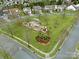 Aerial view of a community playground with mature landscaping and seating at 10120 Garman Hill Dr, Charlotte, NC 28214