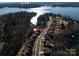 Aerial view of house and neighborhood by Lake Wylie at 16400 Cozy Cove Rd, Charlotte, NC 28278