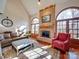 Living room with vaulted ceiling, fireplace and hardwood floors at 6020 Havencrest Nw Ct, Concord, NC 28027