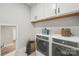 Laundry room with front loading washer and dryer, and white cabinets above at 8348 Acadia Pkwy, Sherrills Ford, NC 28673