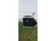Ground-level view of an air conditioning unit on green grass next to white siding at 105 N Inman Ave, Bessemer City, NC 28016