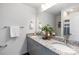 Bathroom featuring a double vanity with granite countertops and modern fixtures at 118 I K Beatty St, Charlotte, NC 28214