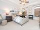 Cozy bedroom with a tufted bed and mountain-themed artwork at 14543 Crosswater Ln, Charlotte, NC 28278