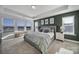 Main bedroom featuring natural light, a tray ceiling, and a serene green accent wall at 343 Embers Ln, Clover, SC 29710
