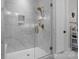 Large walk-in shower with marble tile and glass enclosure at 122 Still Creek Dr, Mooresville, NC 28115