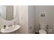 Powder room featuring a pedestal sink, decorative mirror, and a modern toilet at 12849 Robert Walker Dr, Davidson, NC 28036