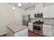 Modern kitchen showcasing stainless steel appliances, an island, and sleek white cabinets at 12849 Robert Walker Dr, Davidson, NC 28036