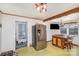 Kitchen with stainless steel refrigerator and butcher block island at 202 W Main St, Cherryville, NC 28021