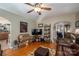 Spacious living room with hardwood floors and a view of kitchen at 303 Edgewood Rd, Shelby, NC 28150